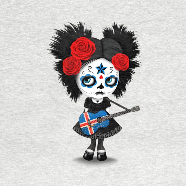 Sugar Skull Girl Playing Icelandic Flag Guitar by jeffbartels